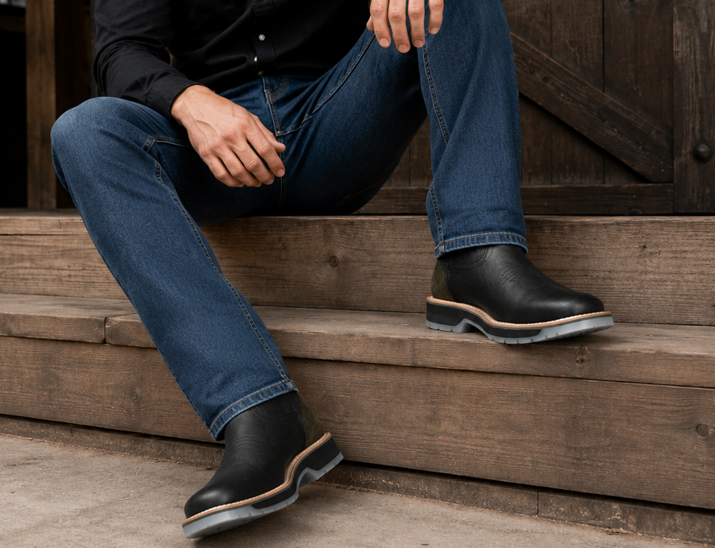 Botas Industriales de estilo Vaquero para Caballero Napa Negra