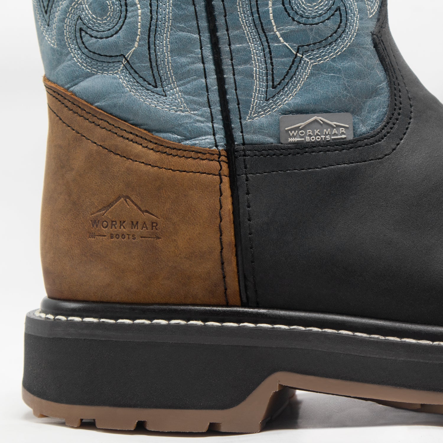 Bota de Trabajo estilo Vaquero "Caballero Azul" / Suela de uso Industrial / Casco de Poliamida