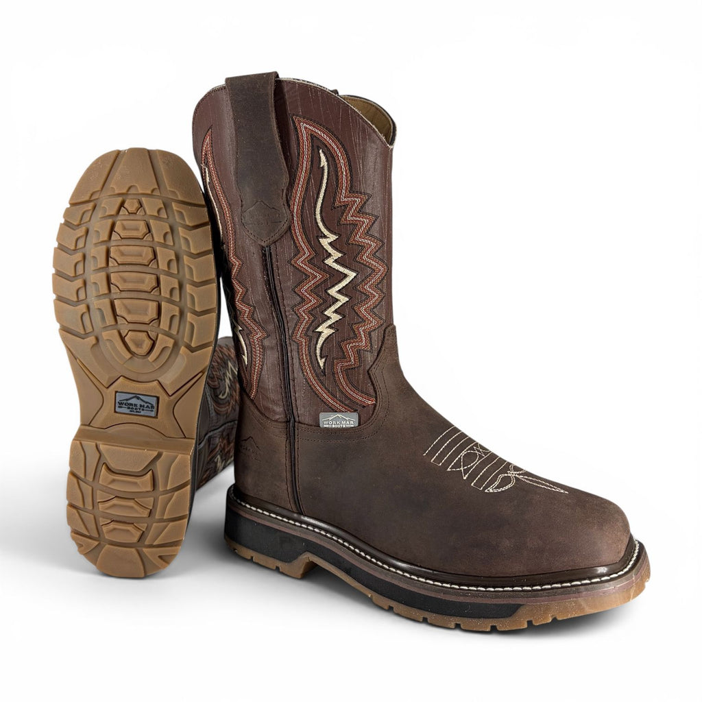 Bota de Trabajo Ariat | Casco de Poliamida | Piel Crazy Choco y Alazán Café