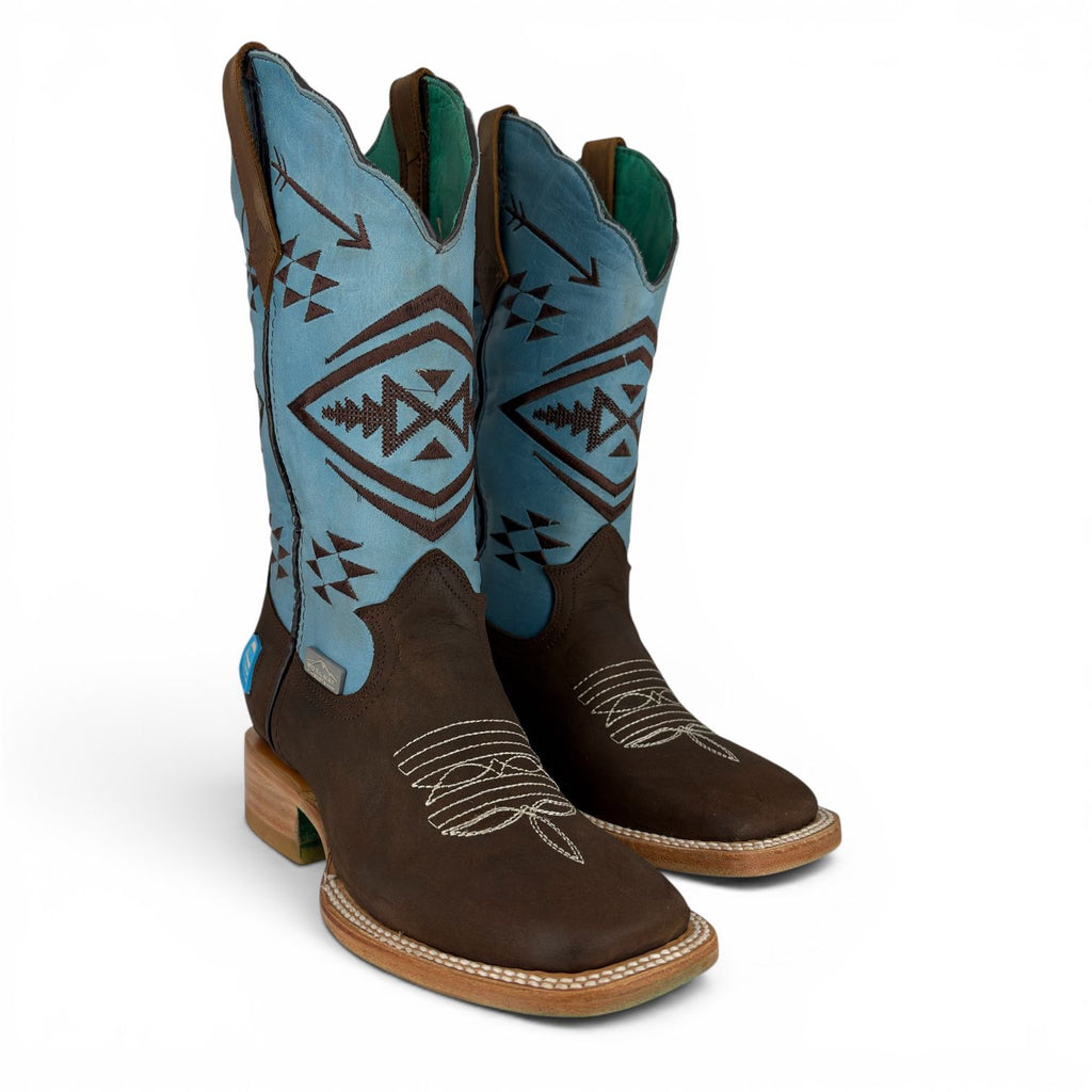 Bota Vaquera de Mujer "Cielo Azteca" Enteramente de cuero