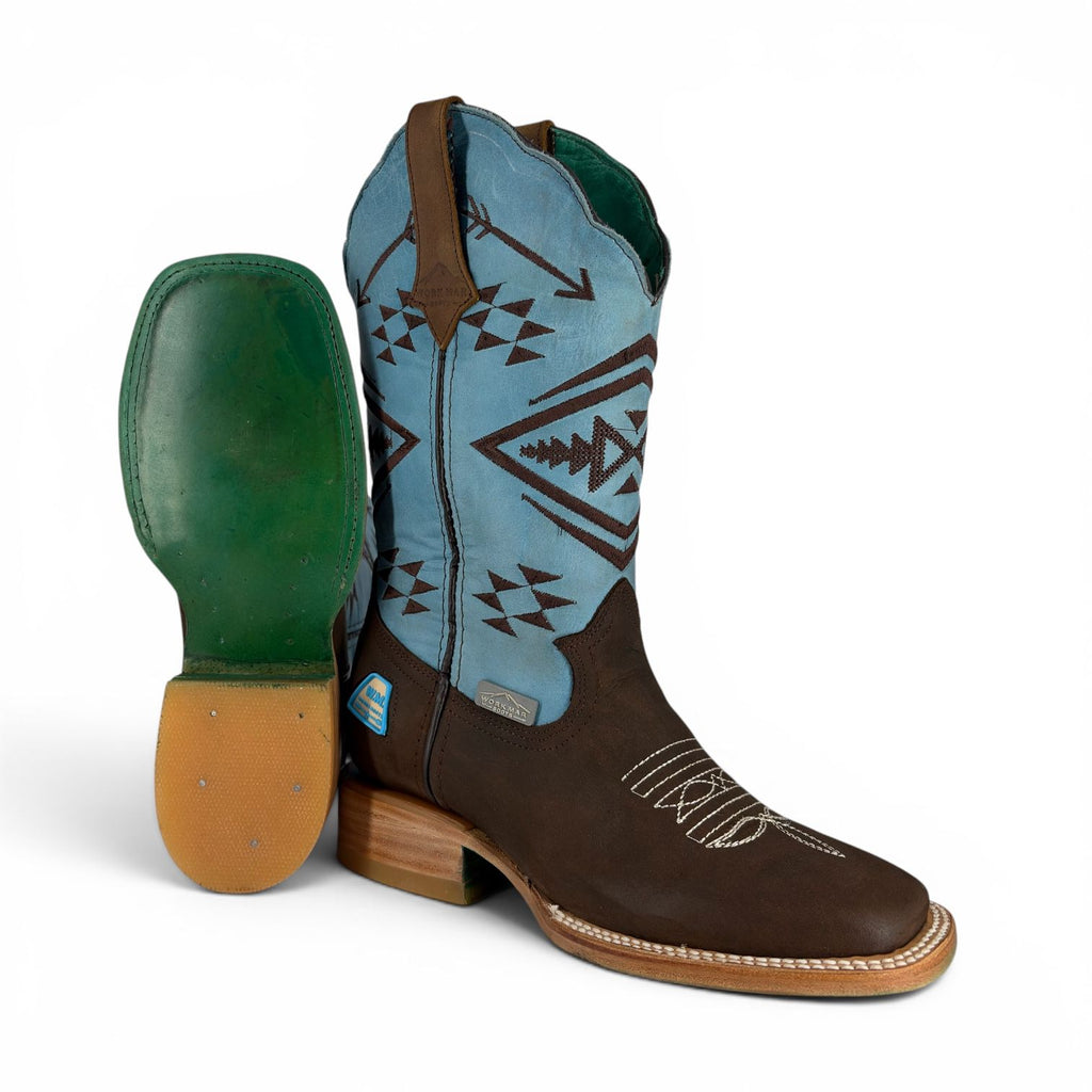 Bota Vaquera de Mujer "Cielo Azteca" Enteramente de cuero