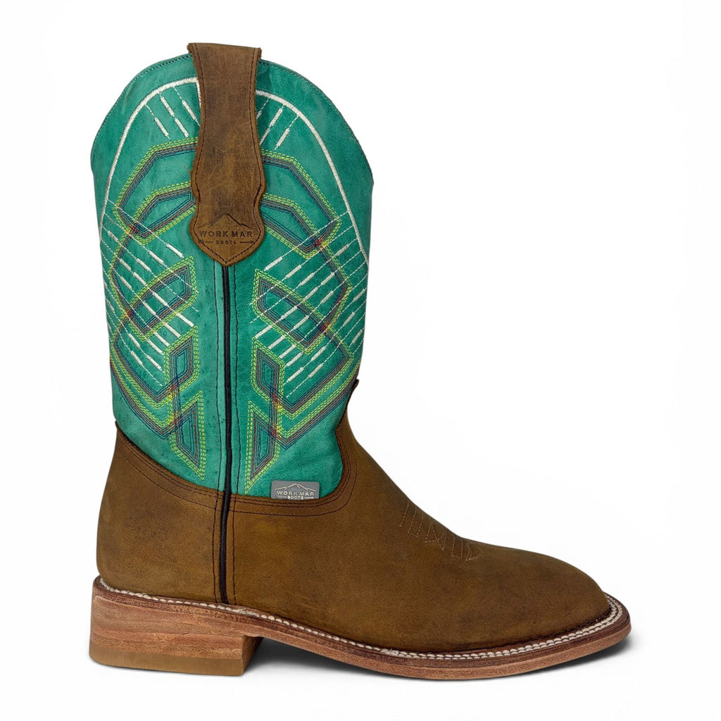 Bota Vaquera Crazy Miel Tubo Alazán Verde
