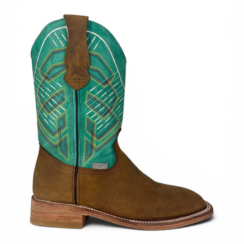 Bota Vaquera Crazy Miel Tubo Alazán Verde