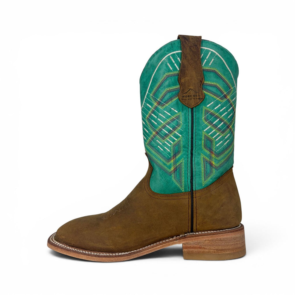 Bota Vaquera Crazy Miel Tubo Alazán Verde