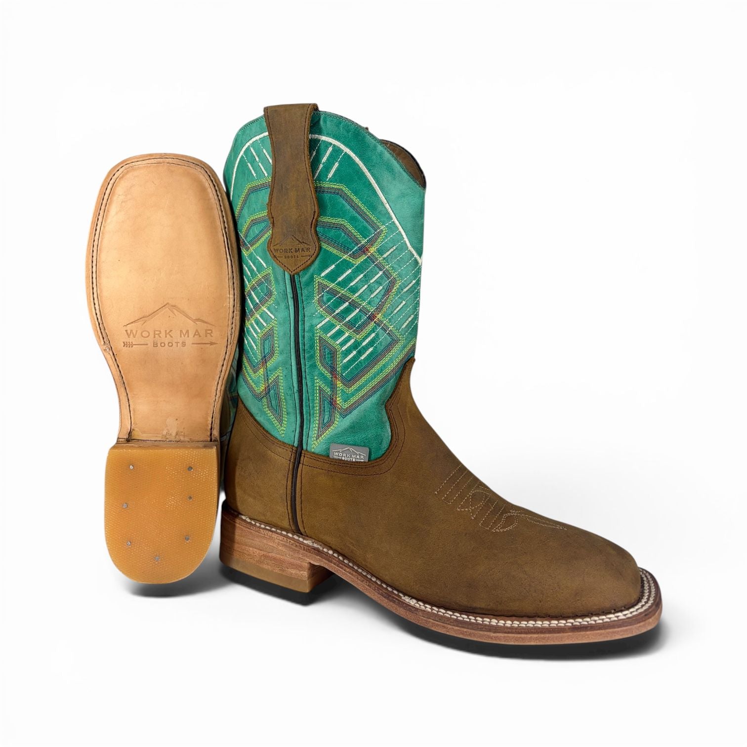 Bota Vaquera Crazy Miel Tubo Alazán Verde