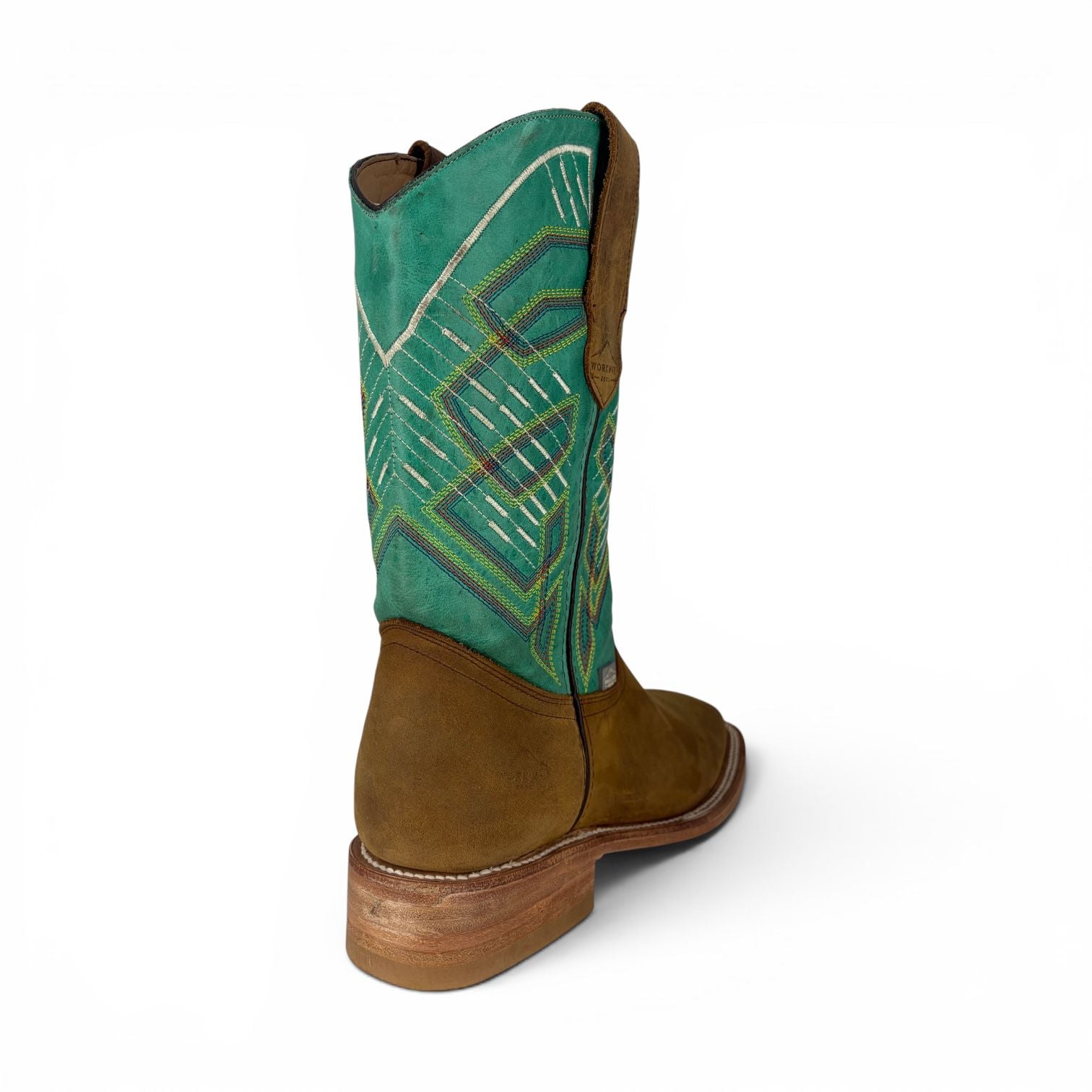 Bota Vaquera Crazy Miel Tubo Alazán Verde